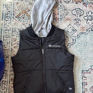 Champion Black Vest with Gray Hood